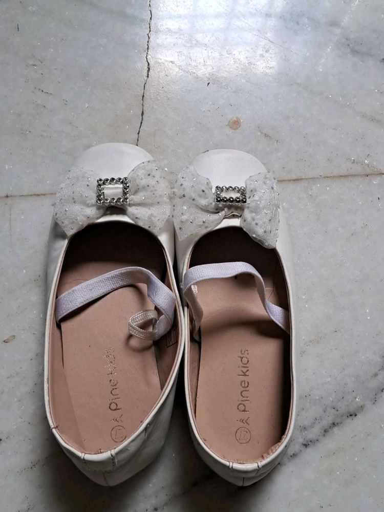 First Cry Girls White Bow Ballet Flats