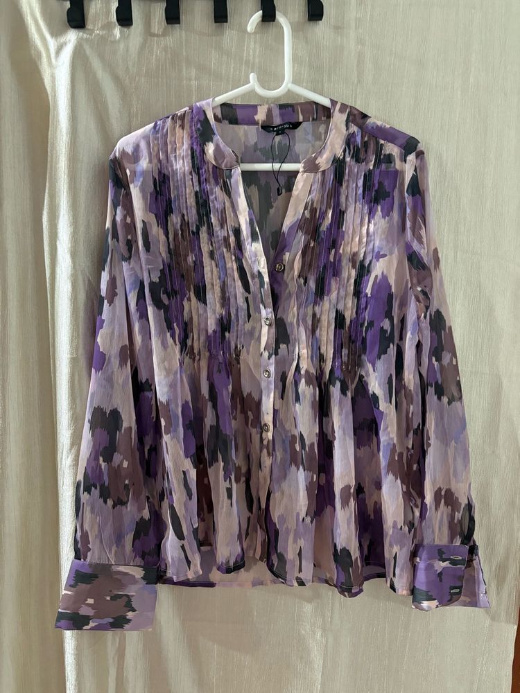 Elegant Purple Print Blouse