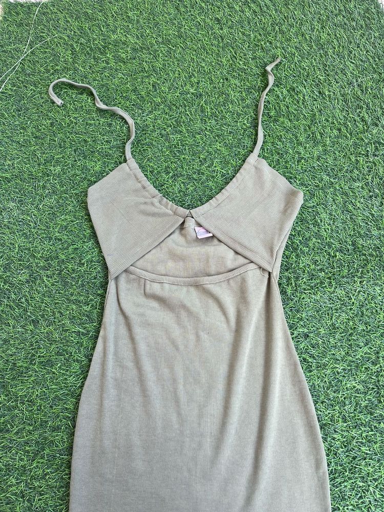 beautiful and sexy olive green colour dress
