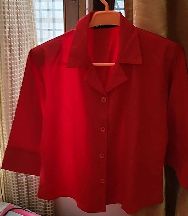Red Button-Up Top