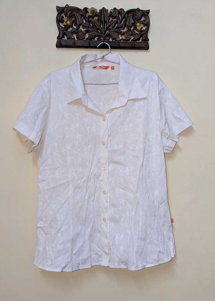 White Patterned Short Sleeve Shirt