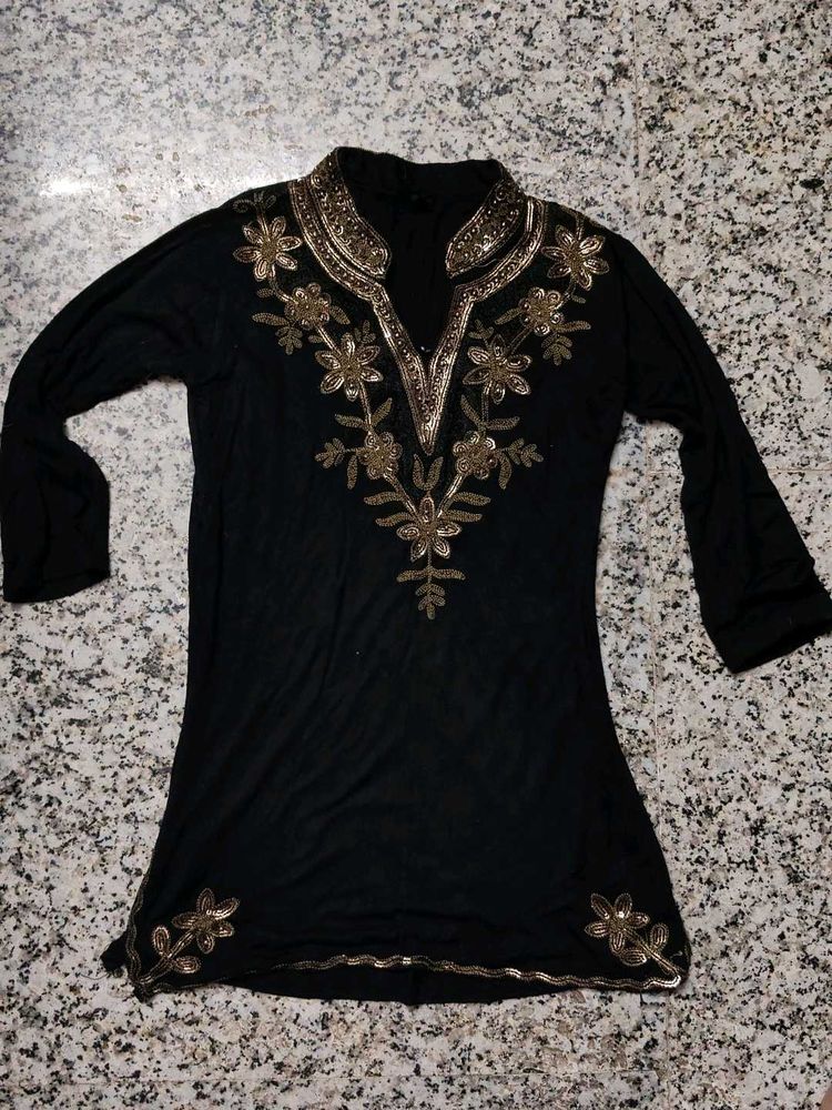 Embroidered Black Kurta
