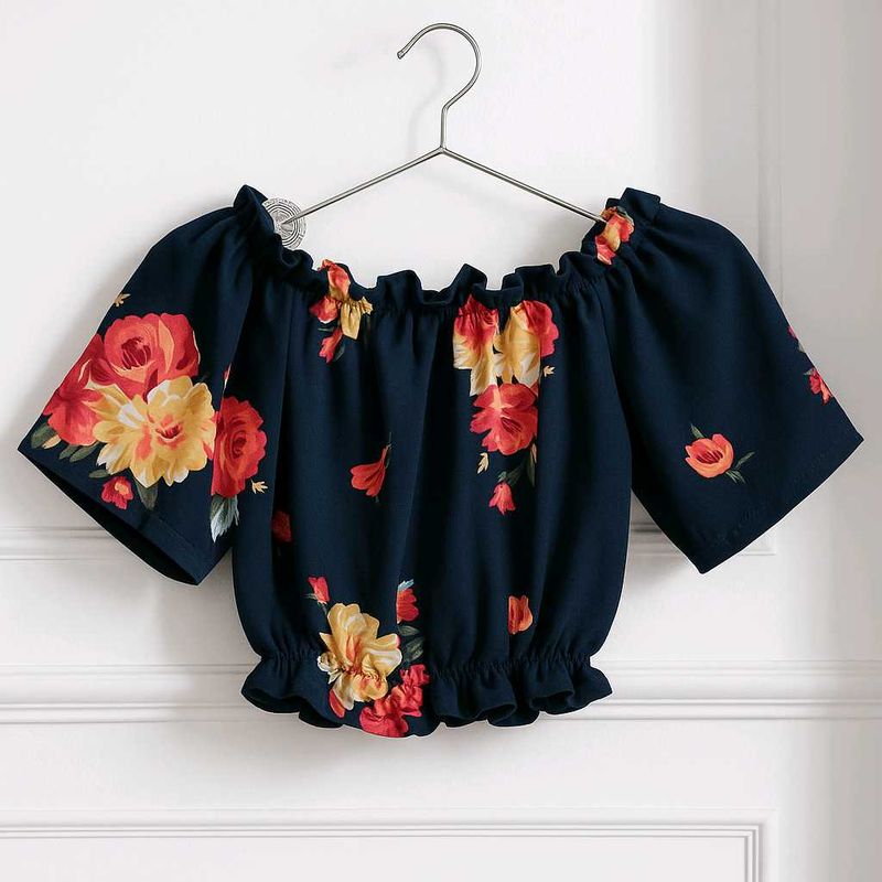 Puffed sleeve off shoulder top for women