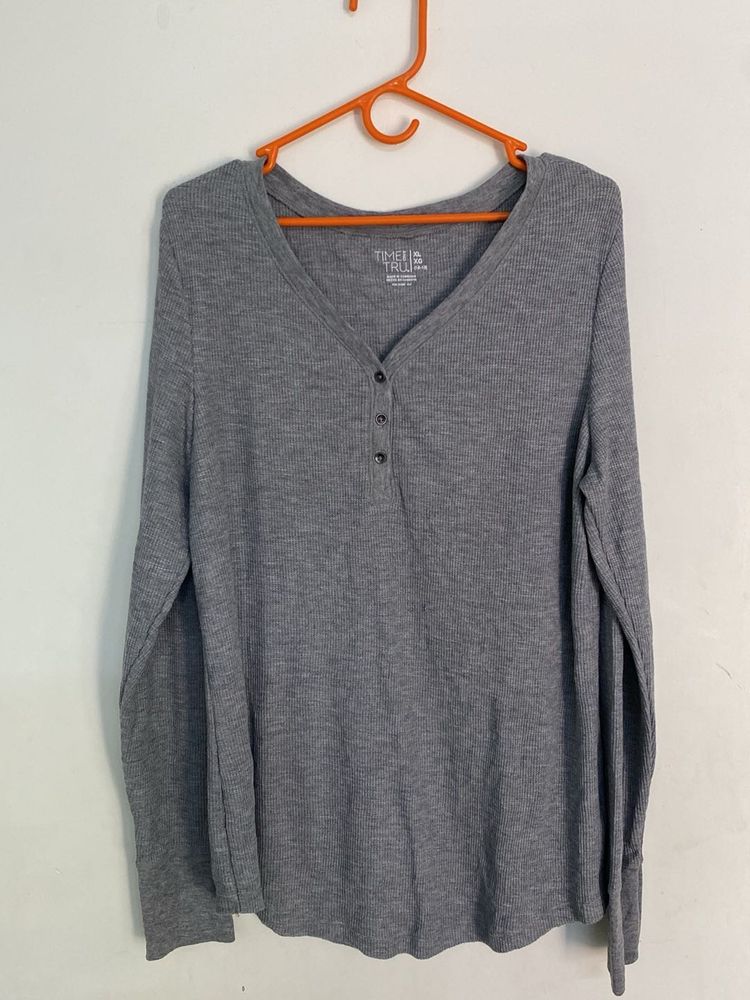Gray Long Sleeve Top