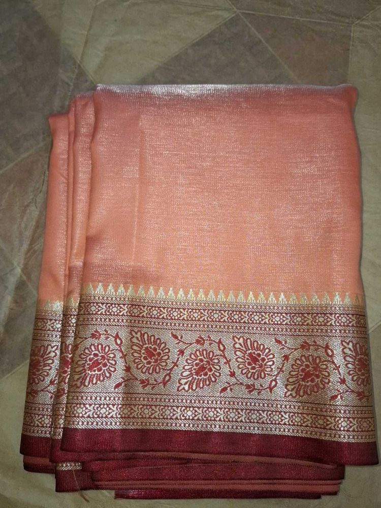 Butter Silk Saree(peach Color)
