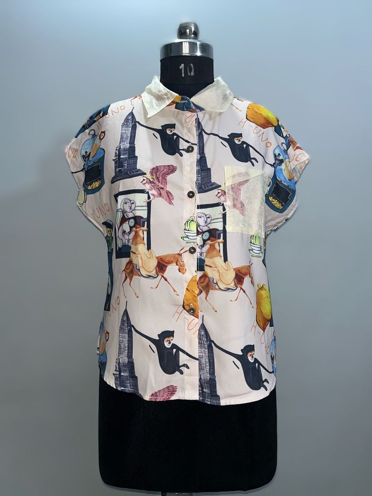 Funky Print Button-Down Shirt