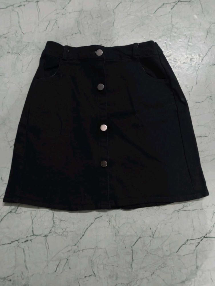 Black Button Skirt