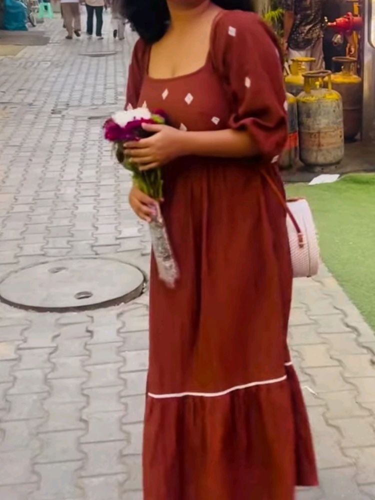 Brown Modest Maxi Dress