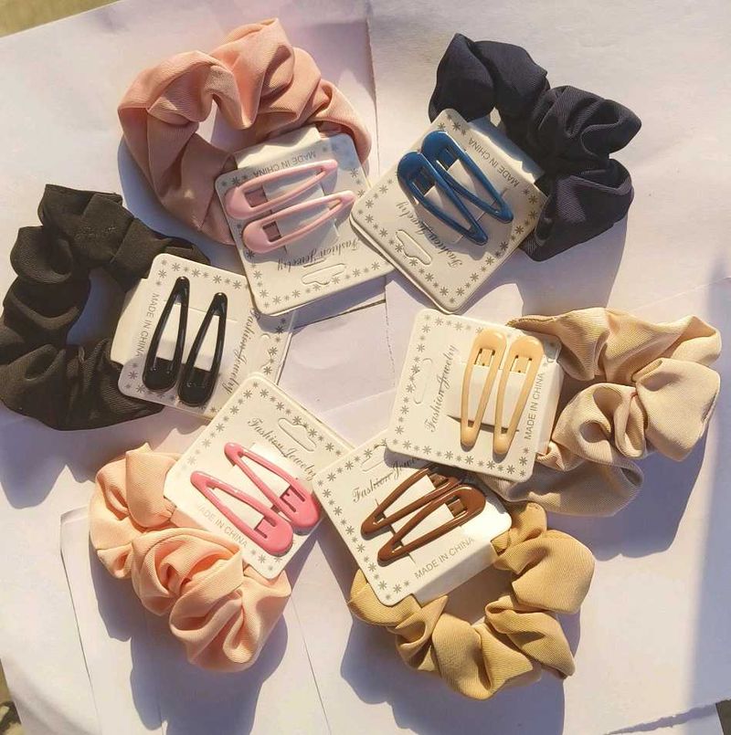 Korean Hair Scrunchies Free With Same Colour Clips