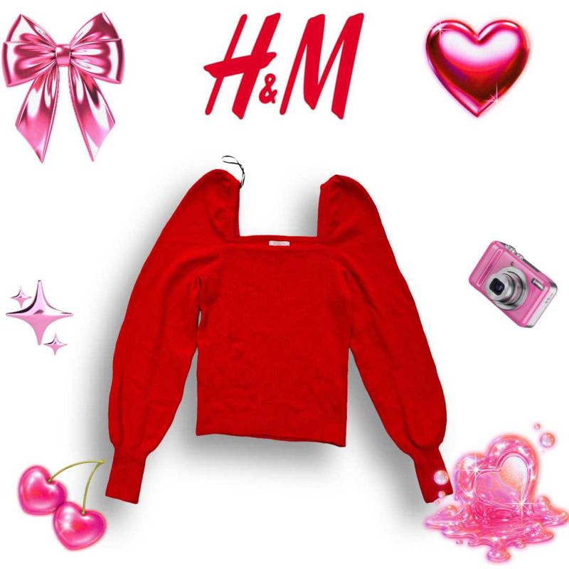 Red H&amp;M Long Sleeve Top
