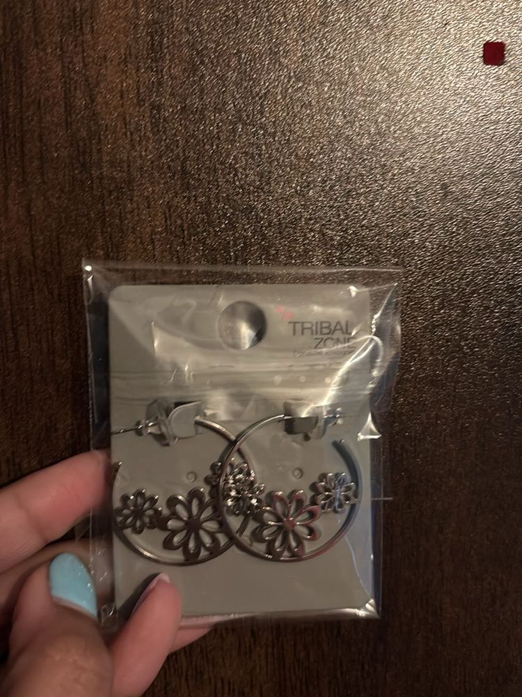 Floral Hoop Earrings - Set Of Two