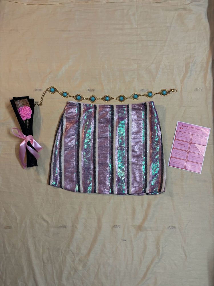⋆˚꩜｡ y2k pink sequin skirt ⋆˚꩜｡
