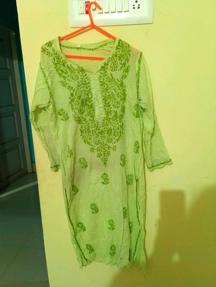Green Embroidered Kurta