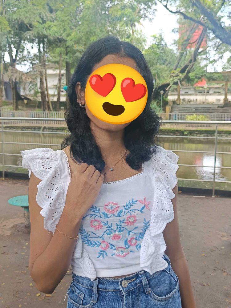 Floral Embroidered Ruffle Top