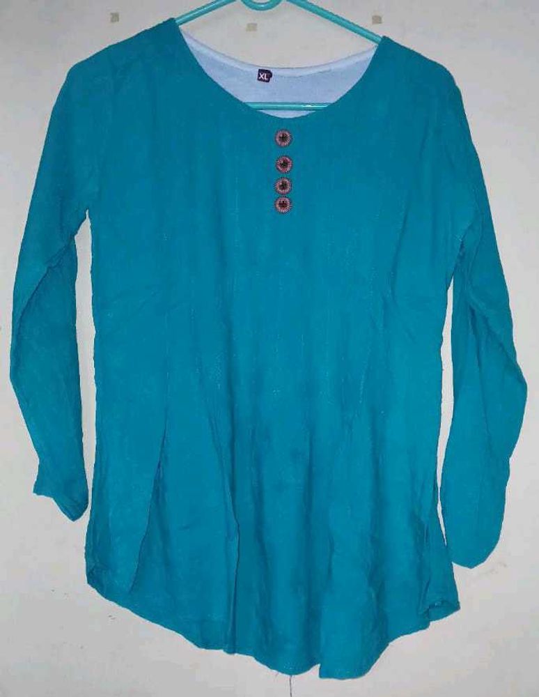 Plane Sea Green Short Top   Kurti