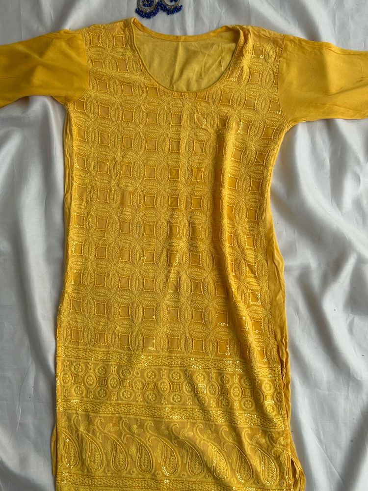 Yellow Paisley Embroidered Tunic