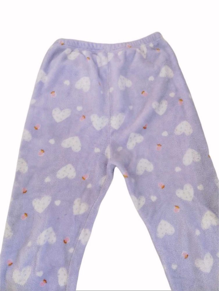 Lavender Heart Shaped Furry Velvet Pyjama