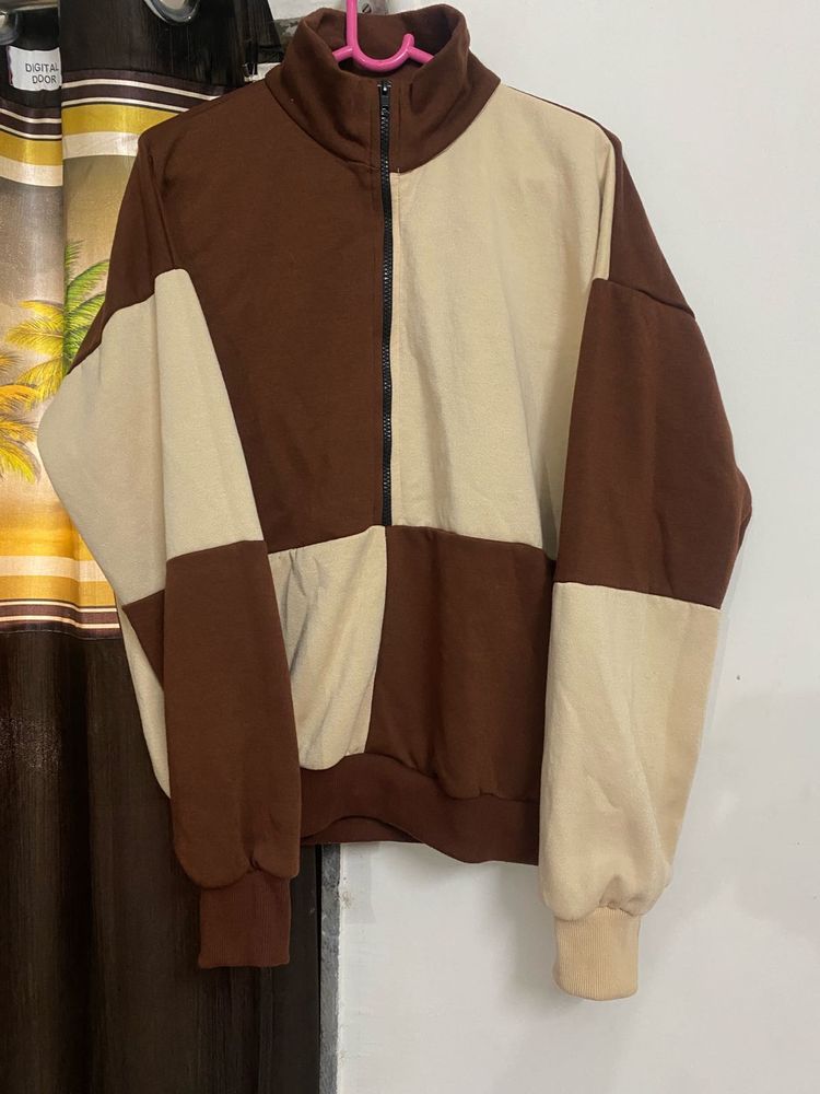 Colorblock Half Zip Drop Shoulder Sweatshirt