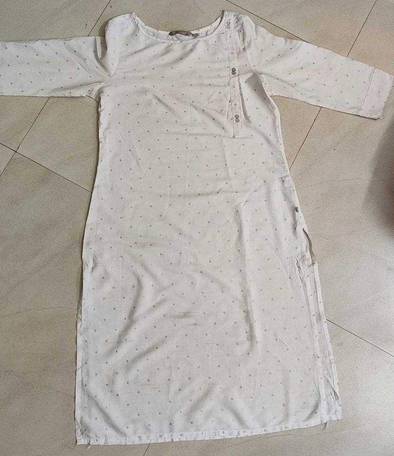 White Printed Kurta