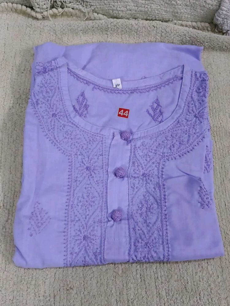 New Lavender Embroidered Lucknowi Kurta