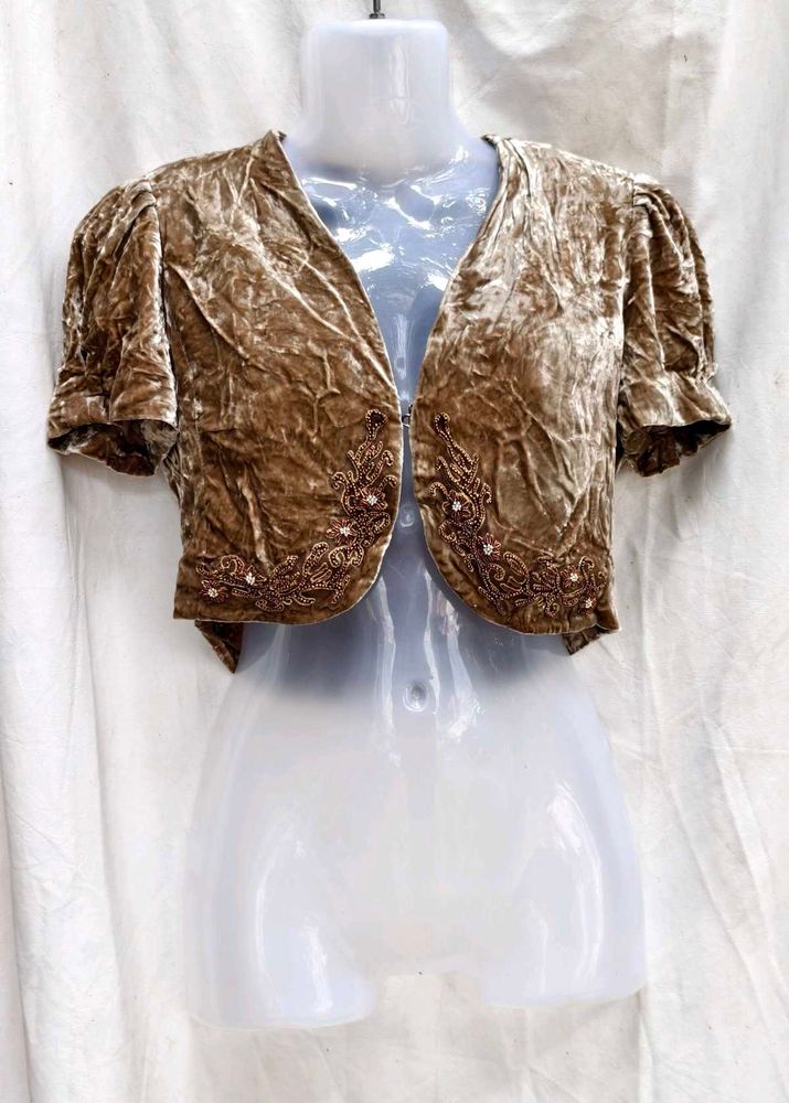 283010. Velvet Embellished Bolero Jacket