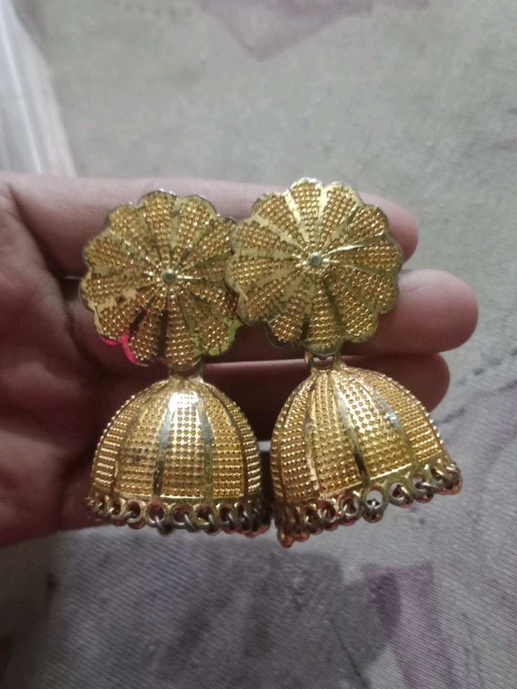 Golden Jhumka Earrings