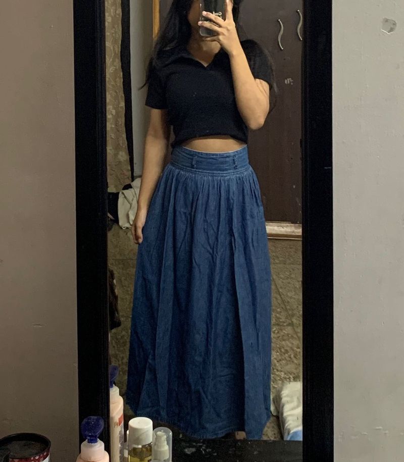 Denim A-Line Skirt