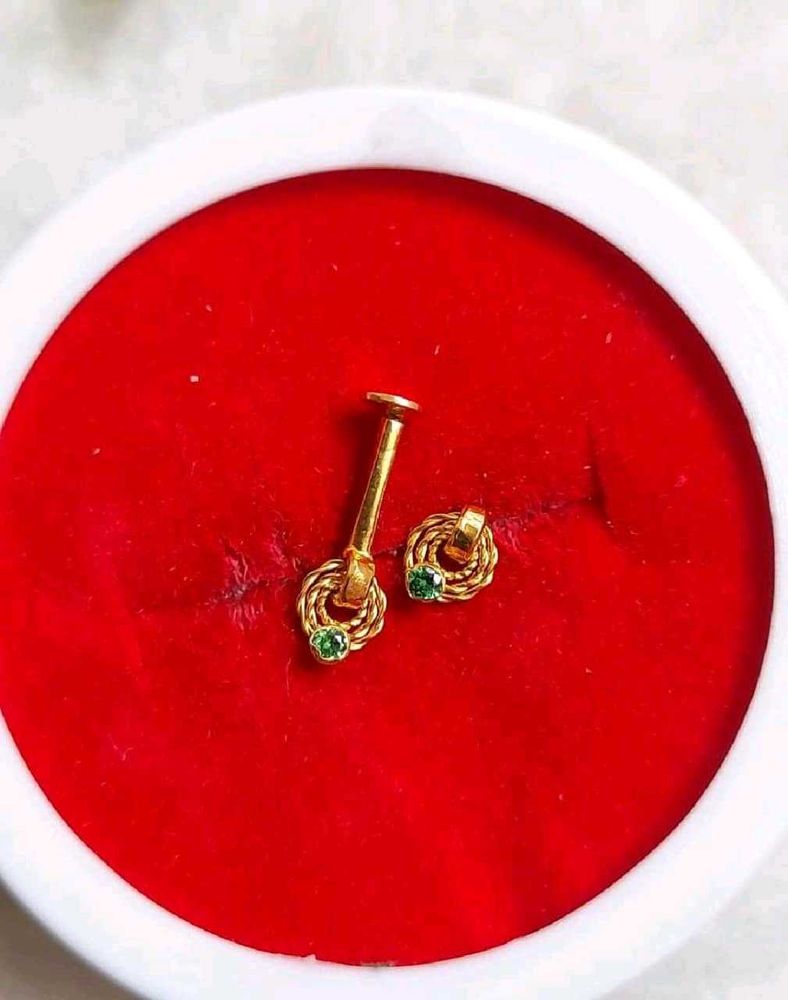 Green Stone Earrings Studs