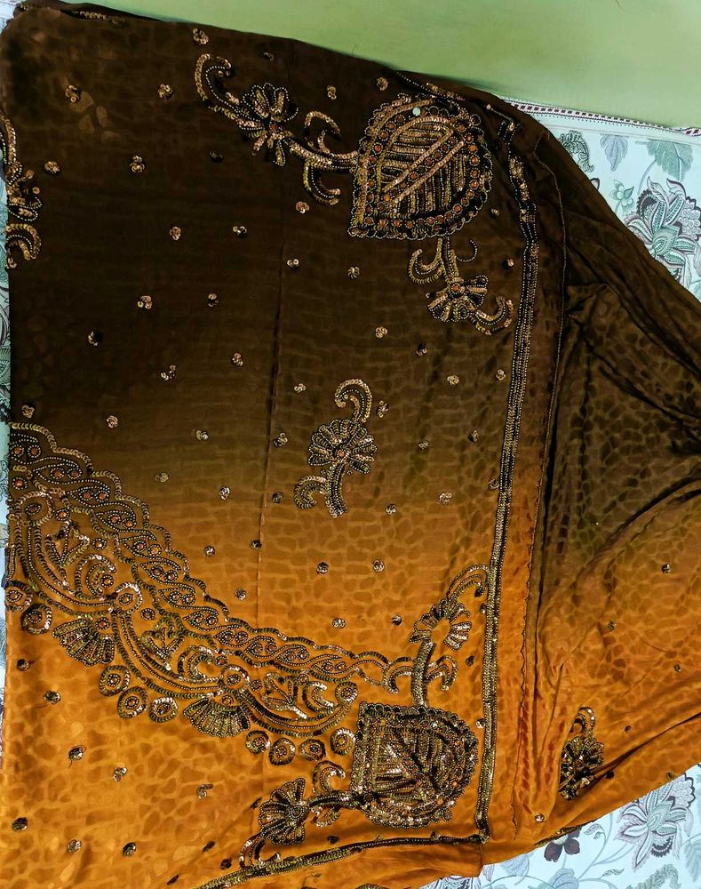Embroidery Saree With Free Size Blouse 🥀