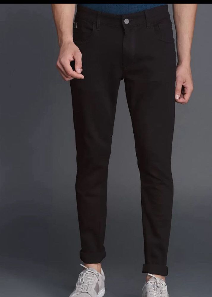 WROGN Men Black Slim Fit Mid-Rise CleanLookStretc
