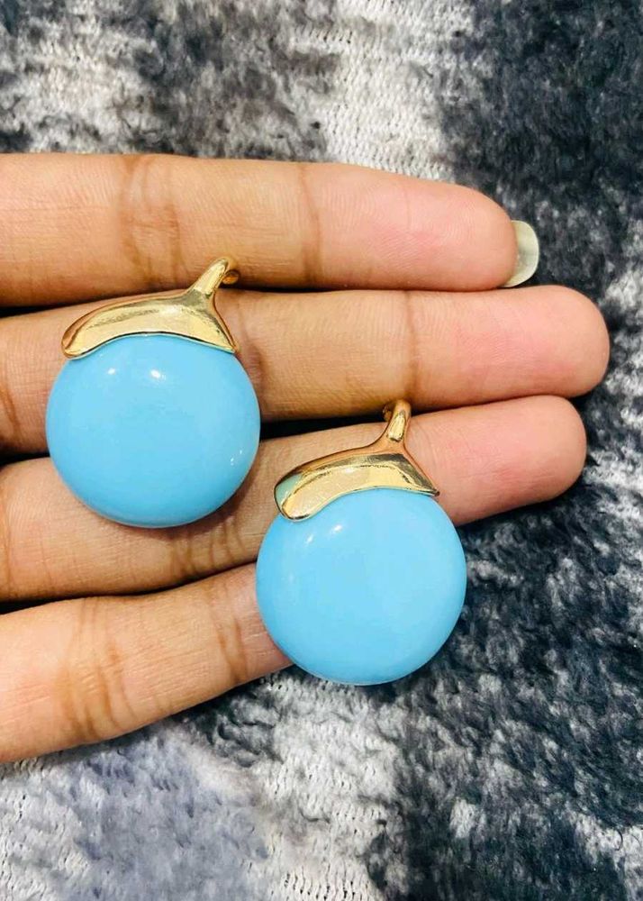 Blue Orb Dangle Earrings
