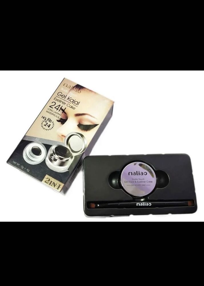 Combo of Malio Gel Kajal Eyeliner Cake and mascara