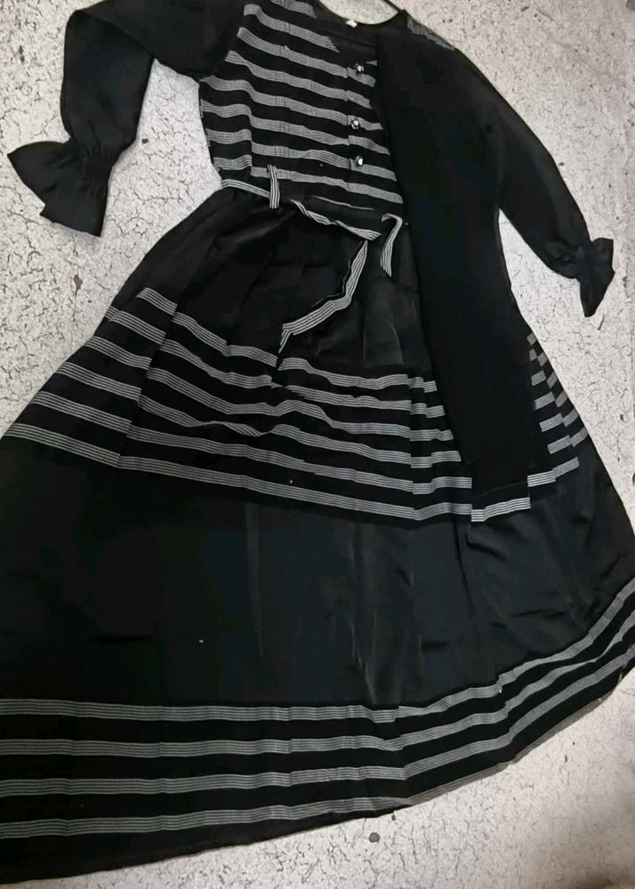 Black Abaya With Duppata