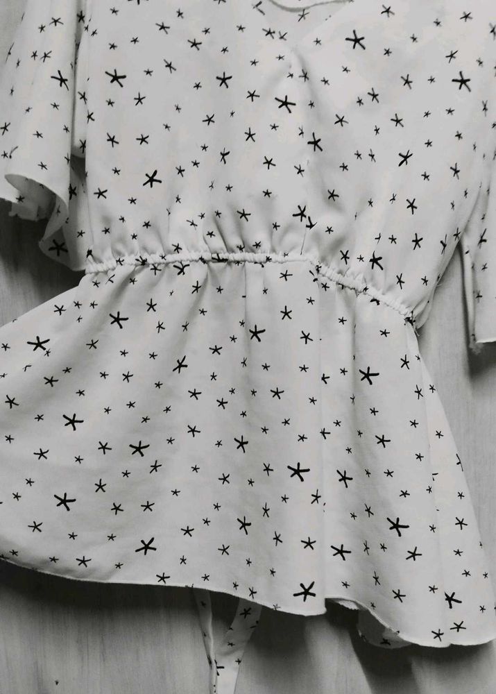 Star Print Wrap Top