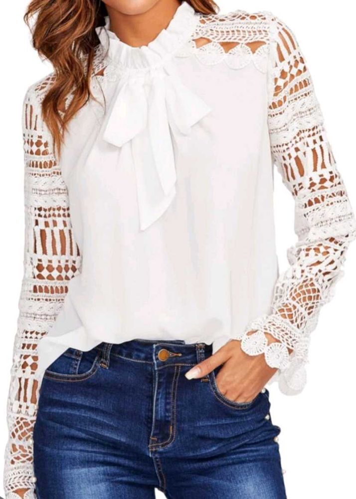 Shein  Lace Sleeve Top 🤍