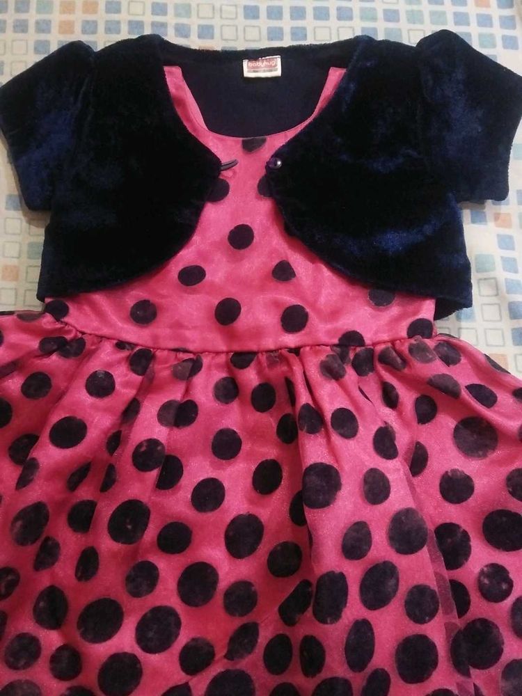 A Beautiful Rosy Red Polka Dots Frock