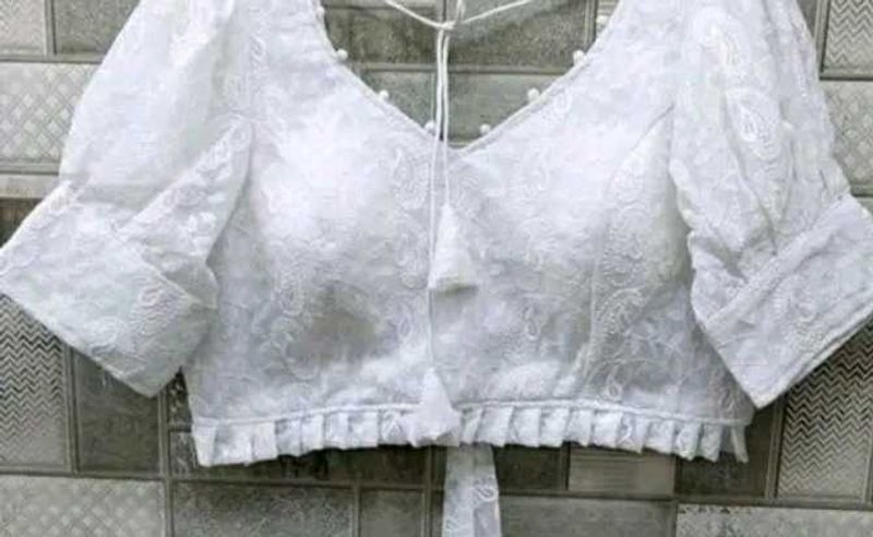 Elegant White Embroidered Blouse