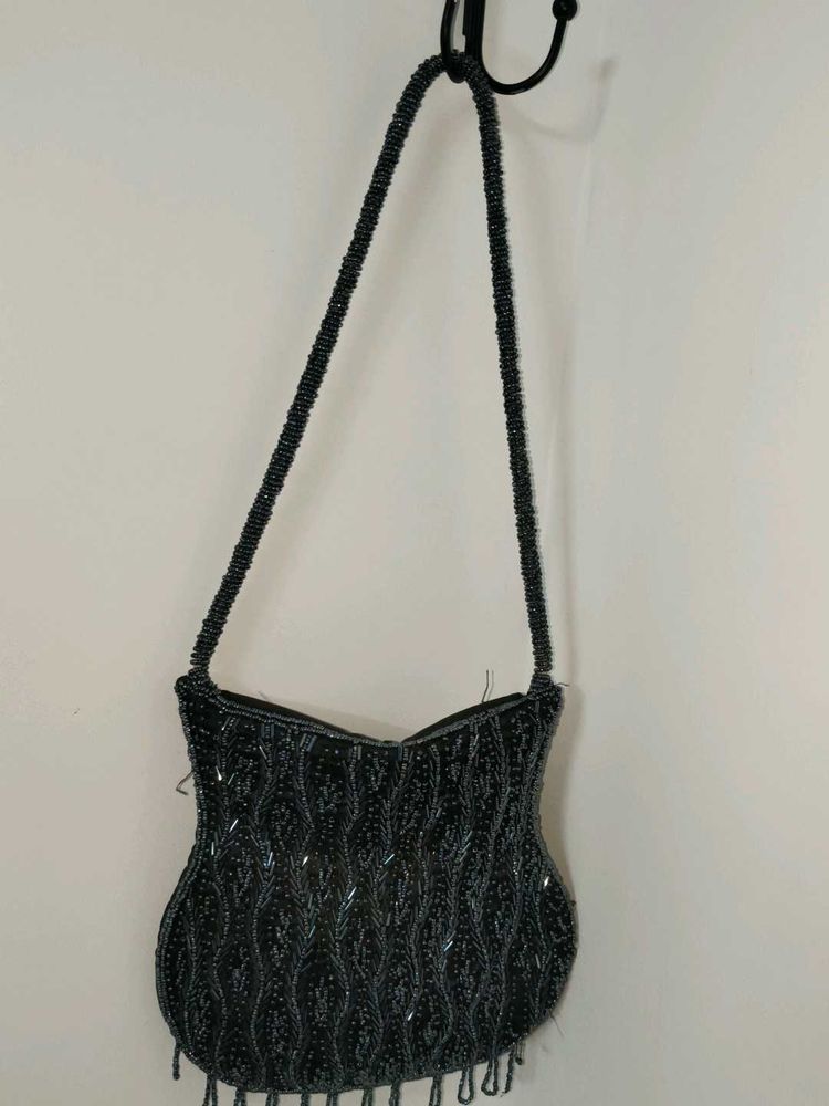 Black Beaded Shoulder Bag