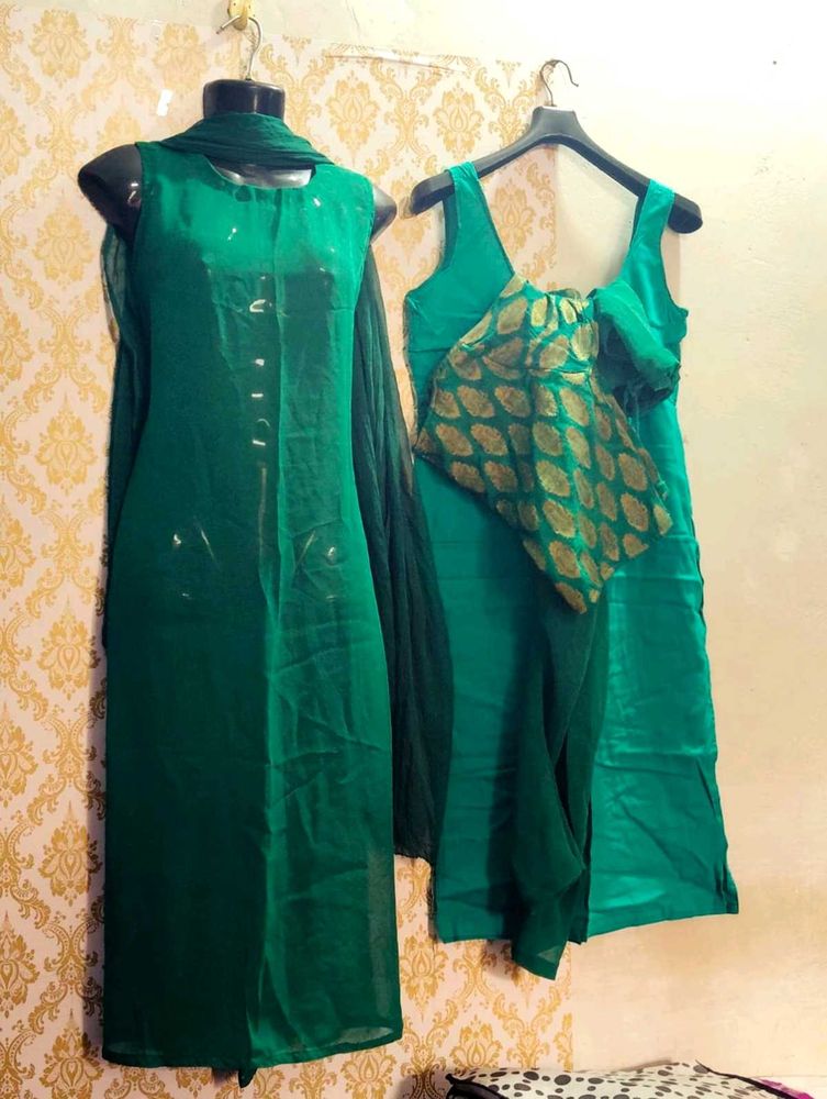 Elegant Zari Work Koti Kameez Inner With Dupatta