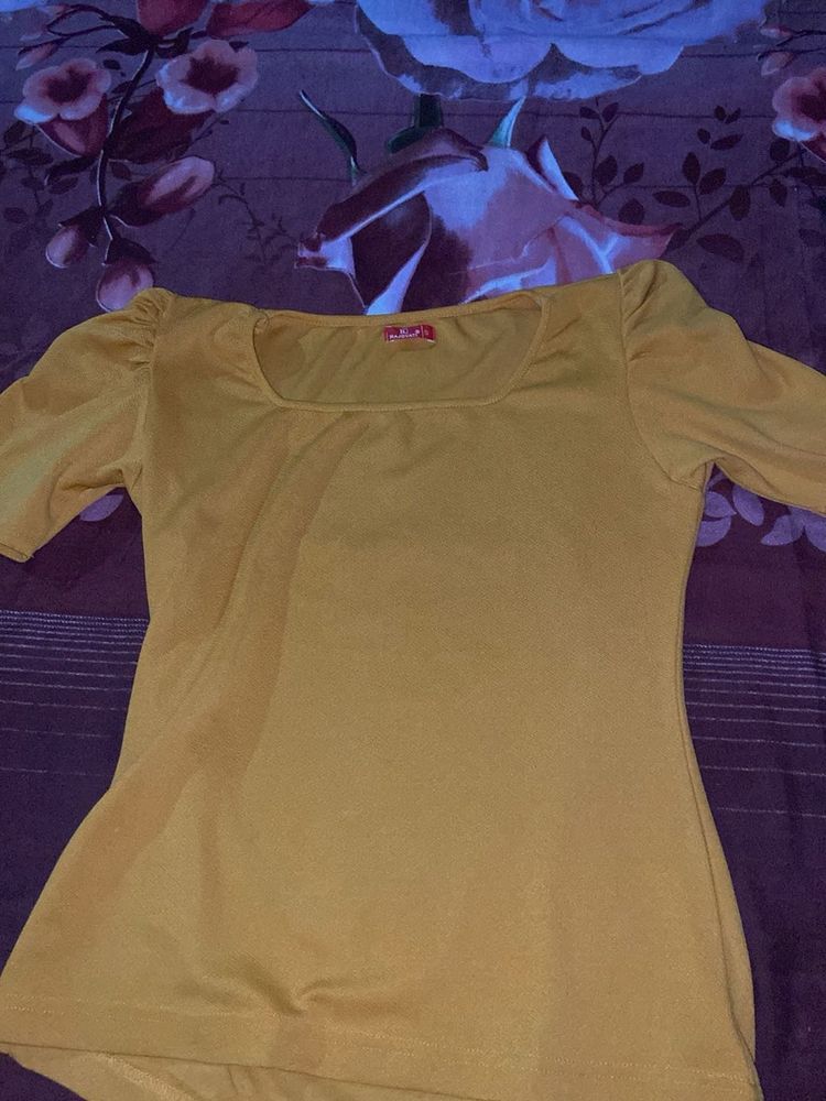 Yellow Square Neck Top