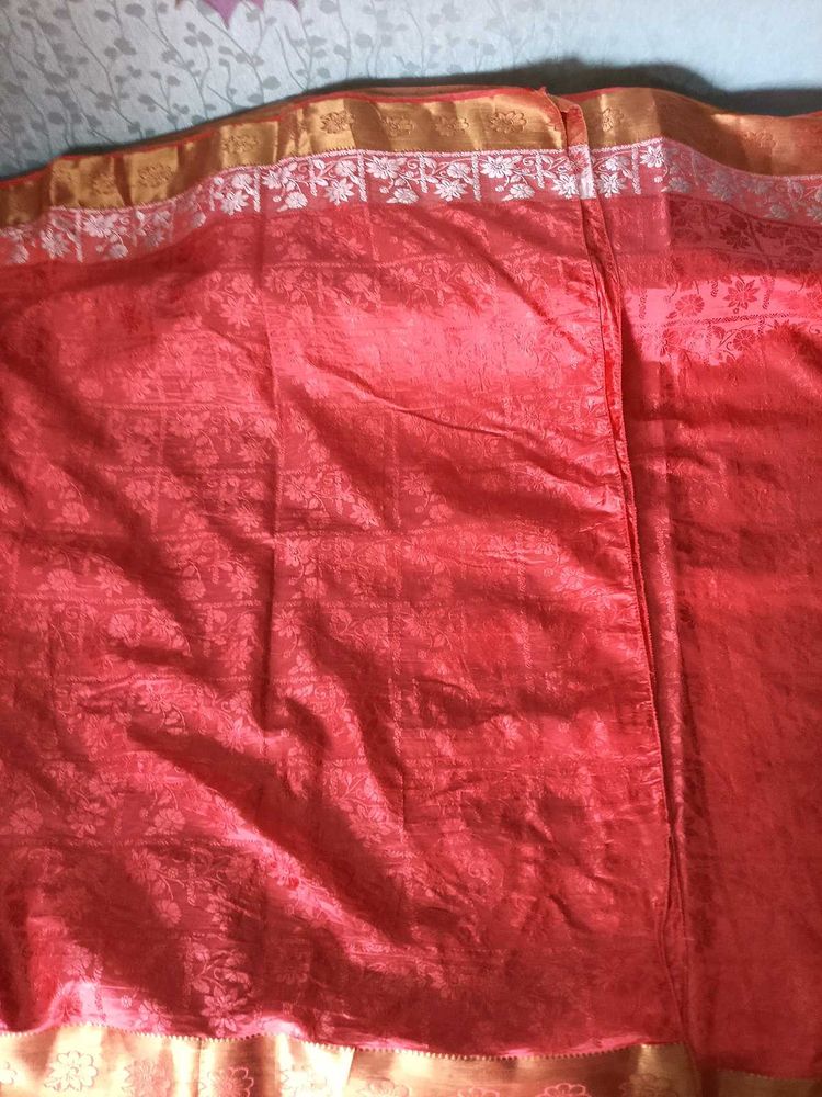 BrandNew Beautiful BanarasiSaree-Coral&amp;Gold-WithBl