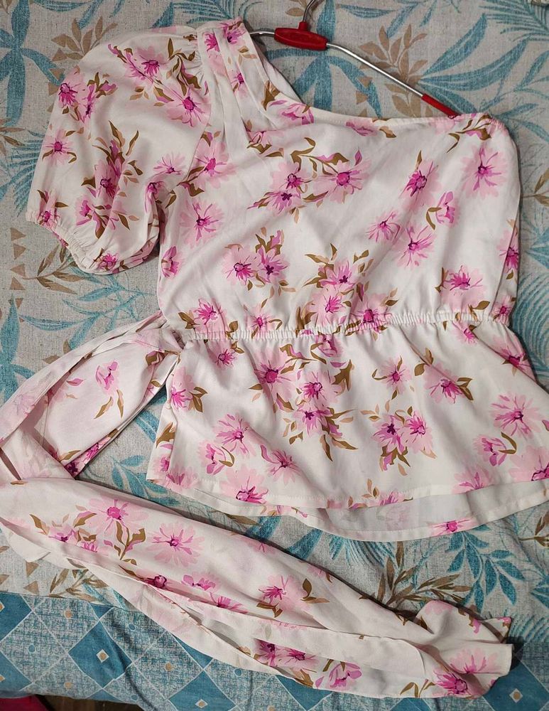 Off Shoulder Pink Wrap Top