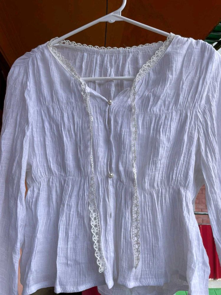 White Lace Trim Top
