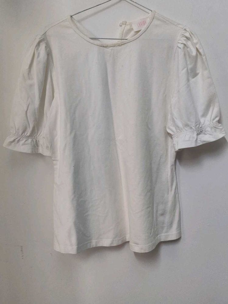 White Puff Sleeve Top