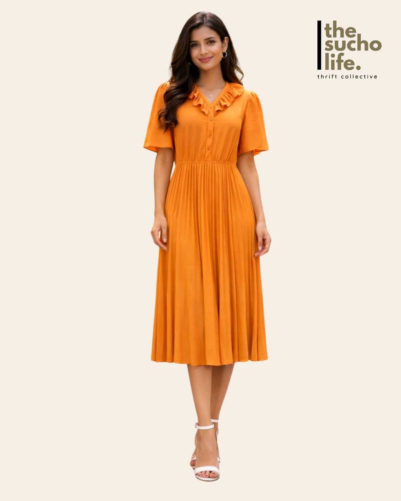 Chic Orange Midi Dress | Women