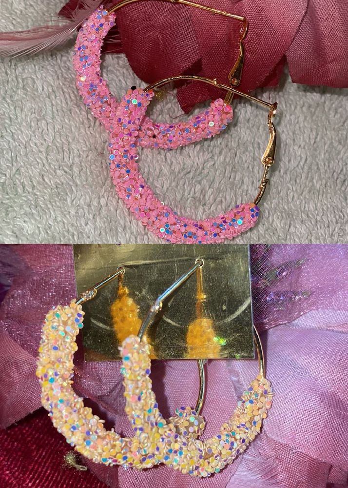 Combo Of Two Beautiful Shimmery, Pink Circle Earri