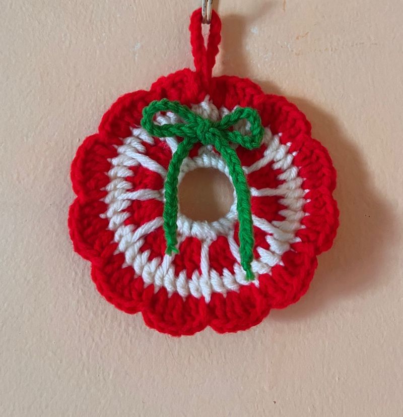 Handmade Crochet Christmas Wreath Ornament