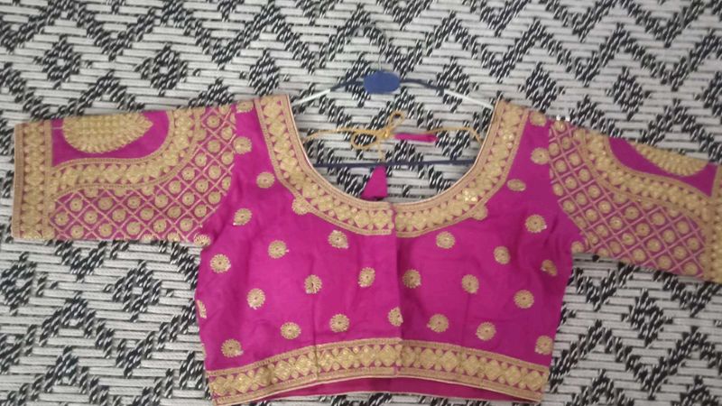 Pink &amp; Gold Embroidered Blouse