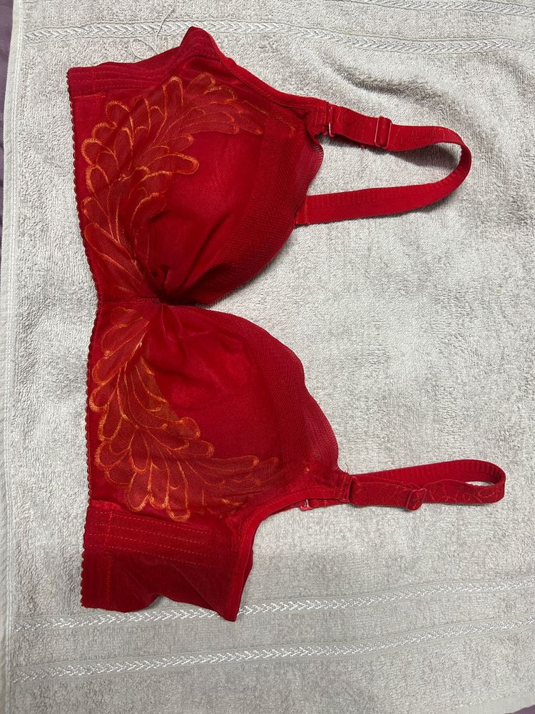 Red Floral Bra