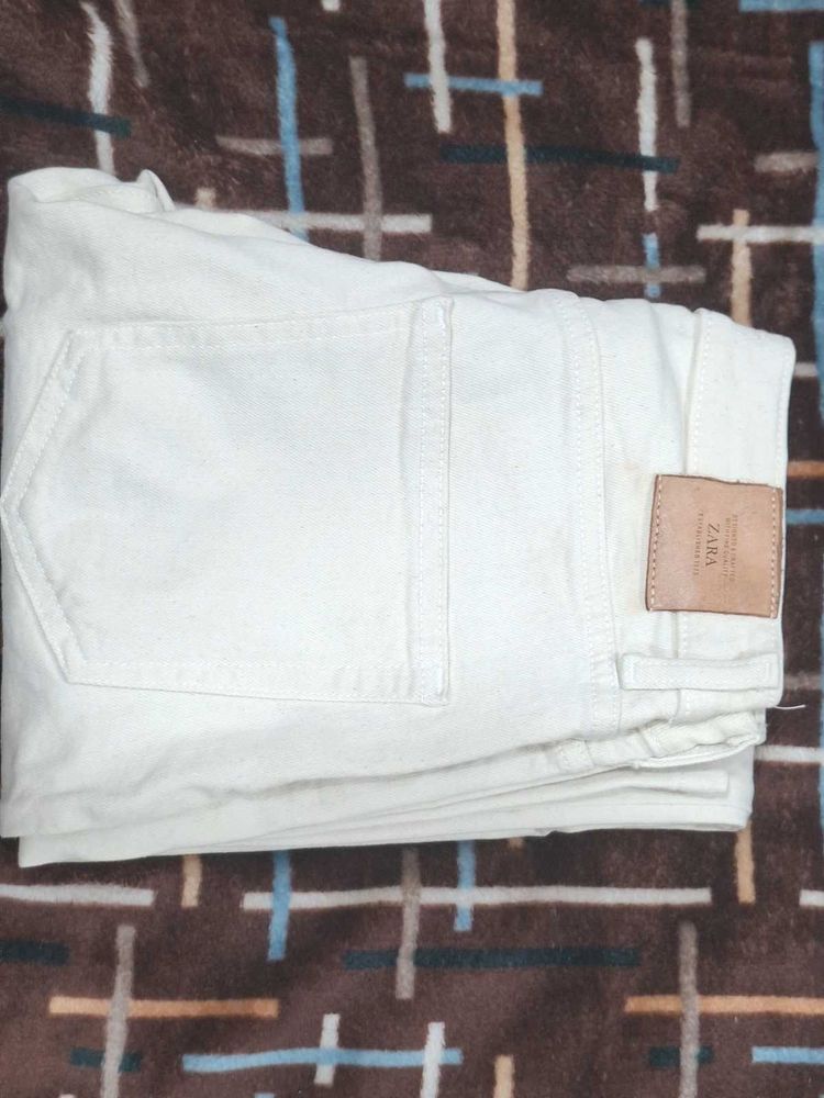 Zara Beige Denim Jeans